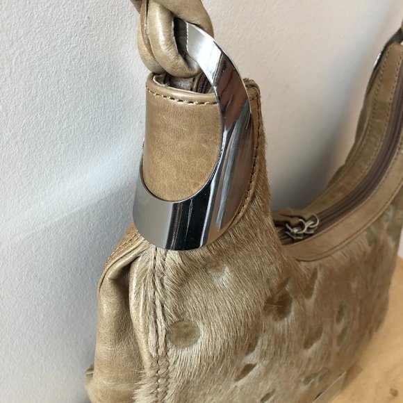 Leather Shoulder Bag lined with Fur - Picture 4 of 13